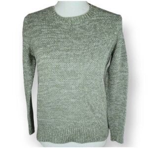 APPLESEEDS PETITES SAGE GREEN & WHITE CREWNECK SWEATER SZ.PS EUC .